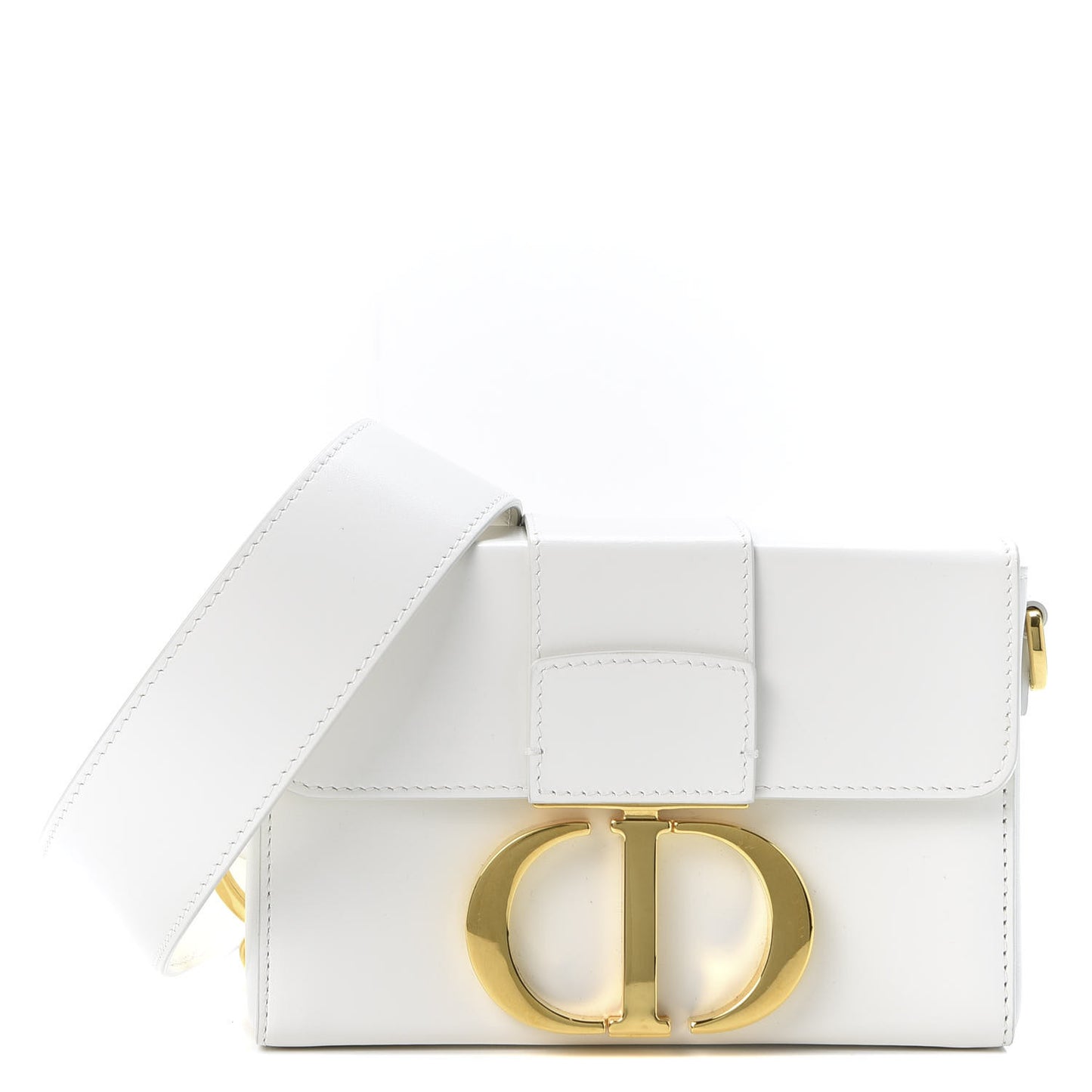 Smooth Calfskin 30 Montaigne Box Bag White