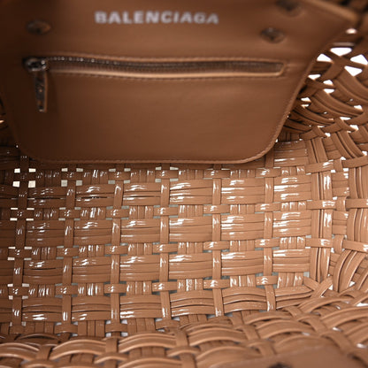 Balenciaga Varnished Faux Calfskin Braided XS Bistro Basket Beige 4 of 8