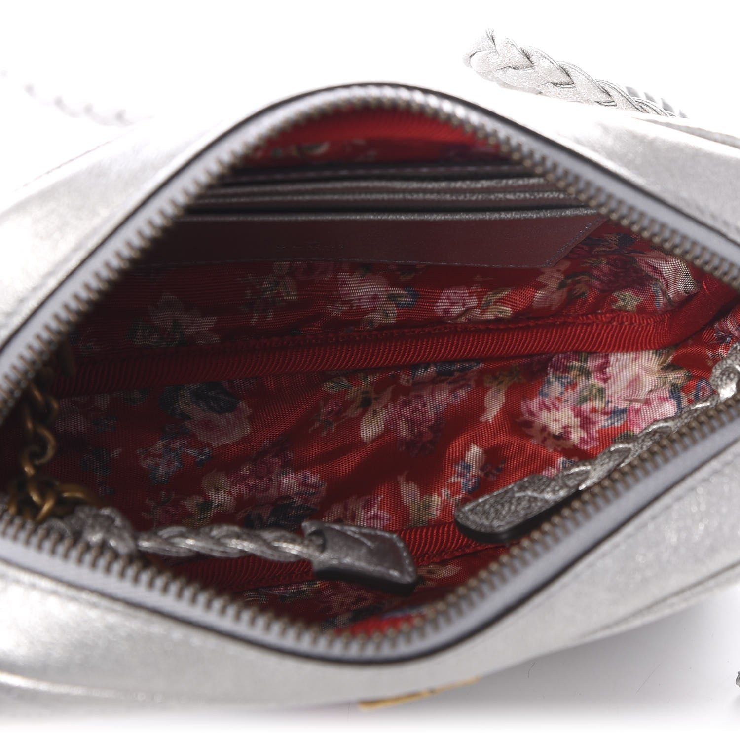 Gucci Laminated Nappa Web Trapuntata Mini GG Shoulder Bag Argento 4 of 10