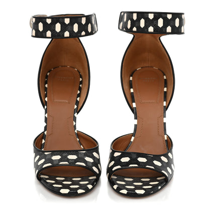Givenchy Lambskin Polka Dot Shark Lock Sandals 37.5 Black White 2 of 9