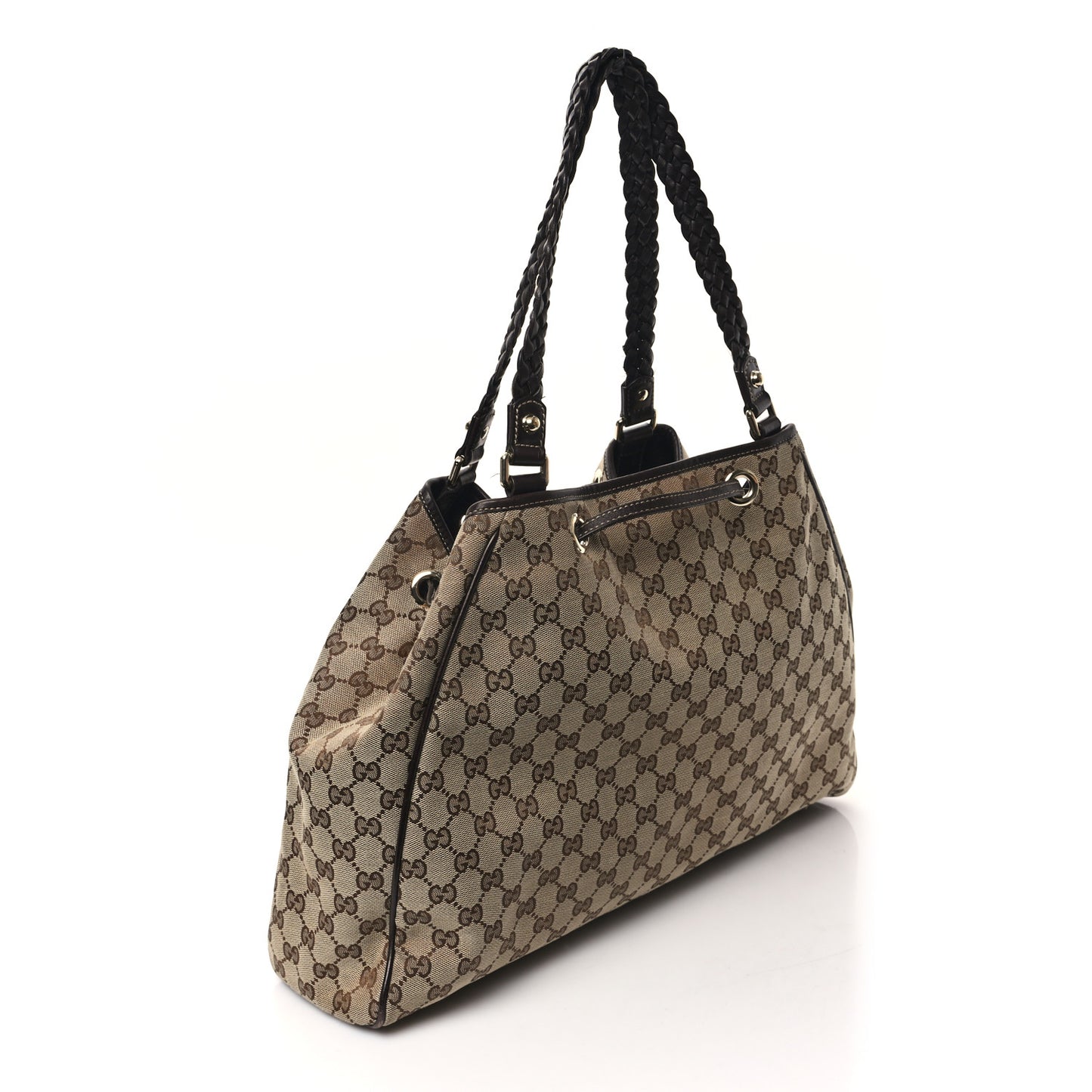 Monogram Peggy Braided Tote Dark Brown