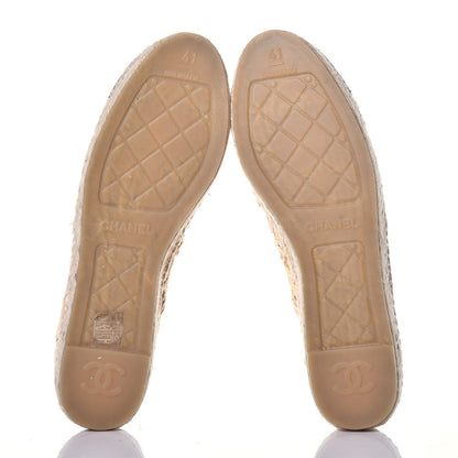 Chanel Raffia Fabric CC Espadrilles 41 Beige Black 5 of 8