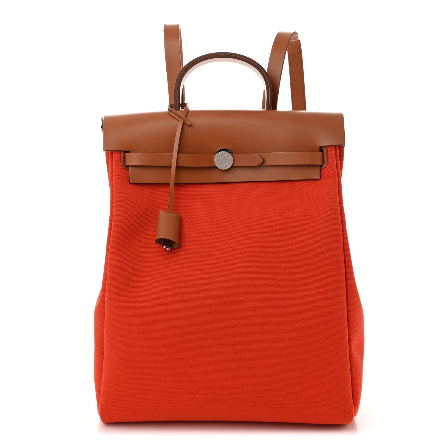 Hermes Military Toile Vache Hunter Herbag a Dos Zip Retourne Backpack Orange Mecano Fauve 1 of 7