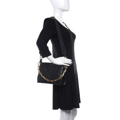 Louis Vuitton Lambskin Embossed Monogram Coussin PM Black 2 of 13