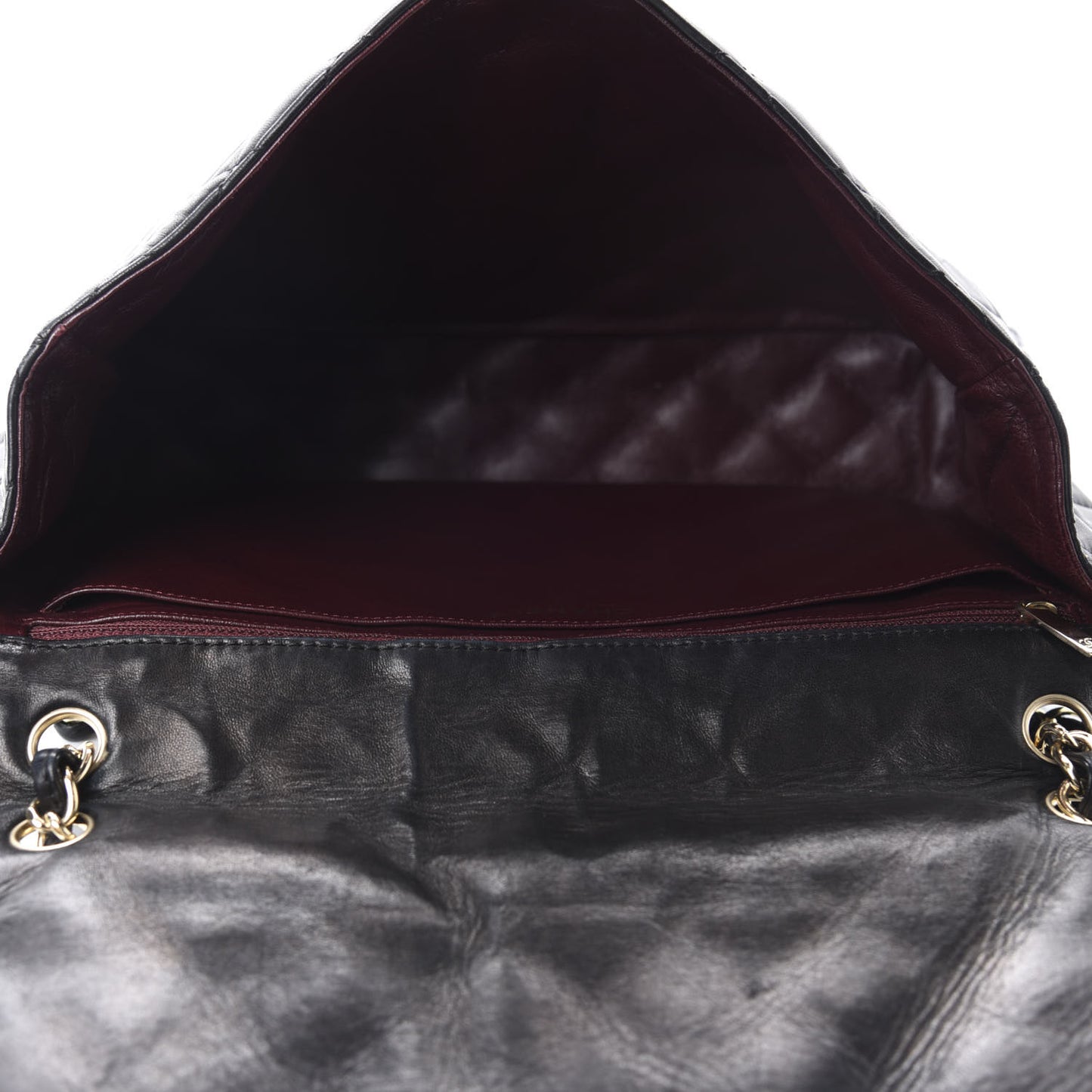 Washed Lambskin Quilted Maxi Single Flap Black