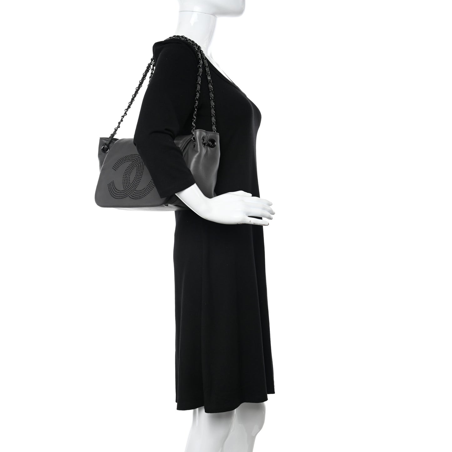 Lambskin Studded Accordion CC Flap Grey