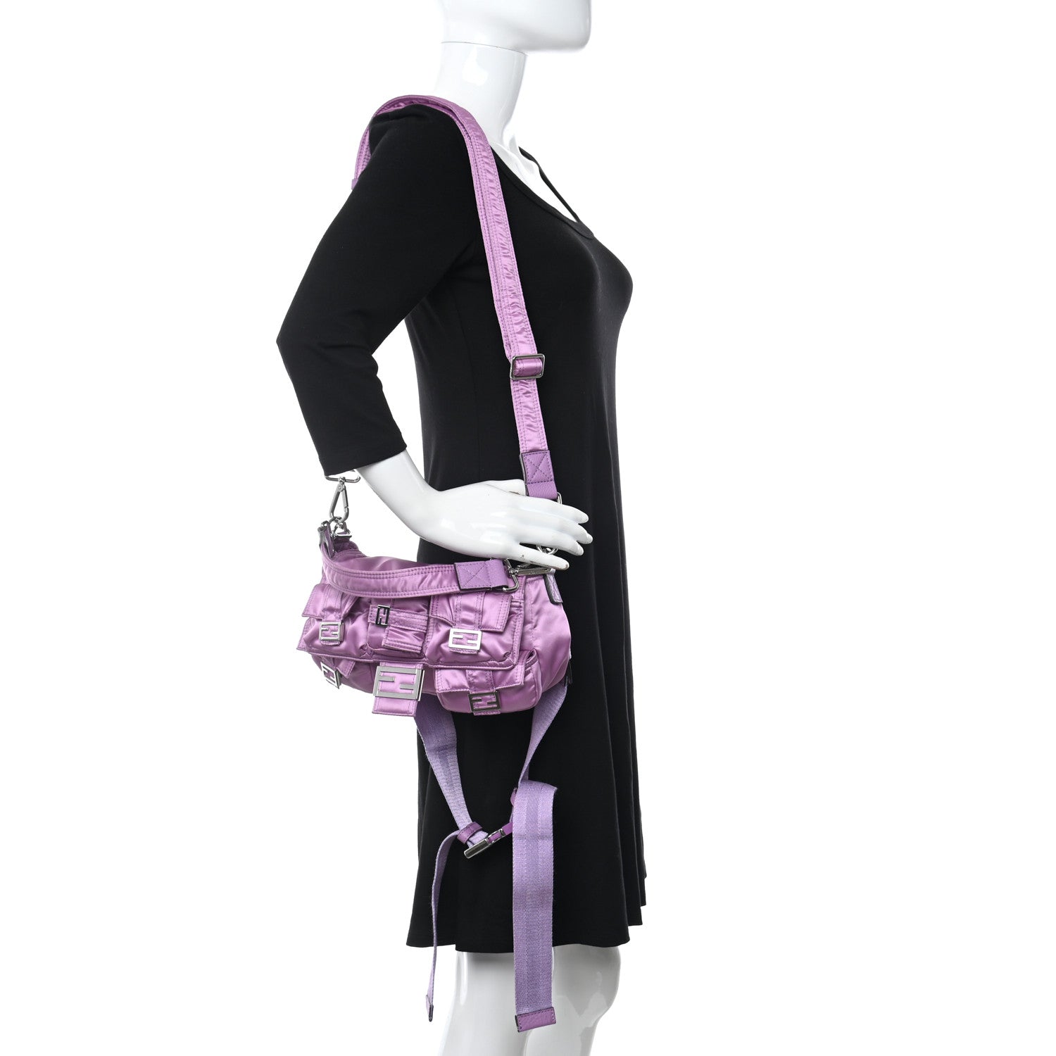 Fendi Econyl Cuoio Romano Multipocket Baguette Agapanto 2 of 10