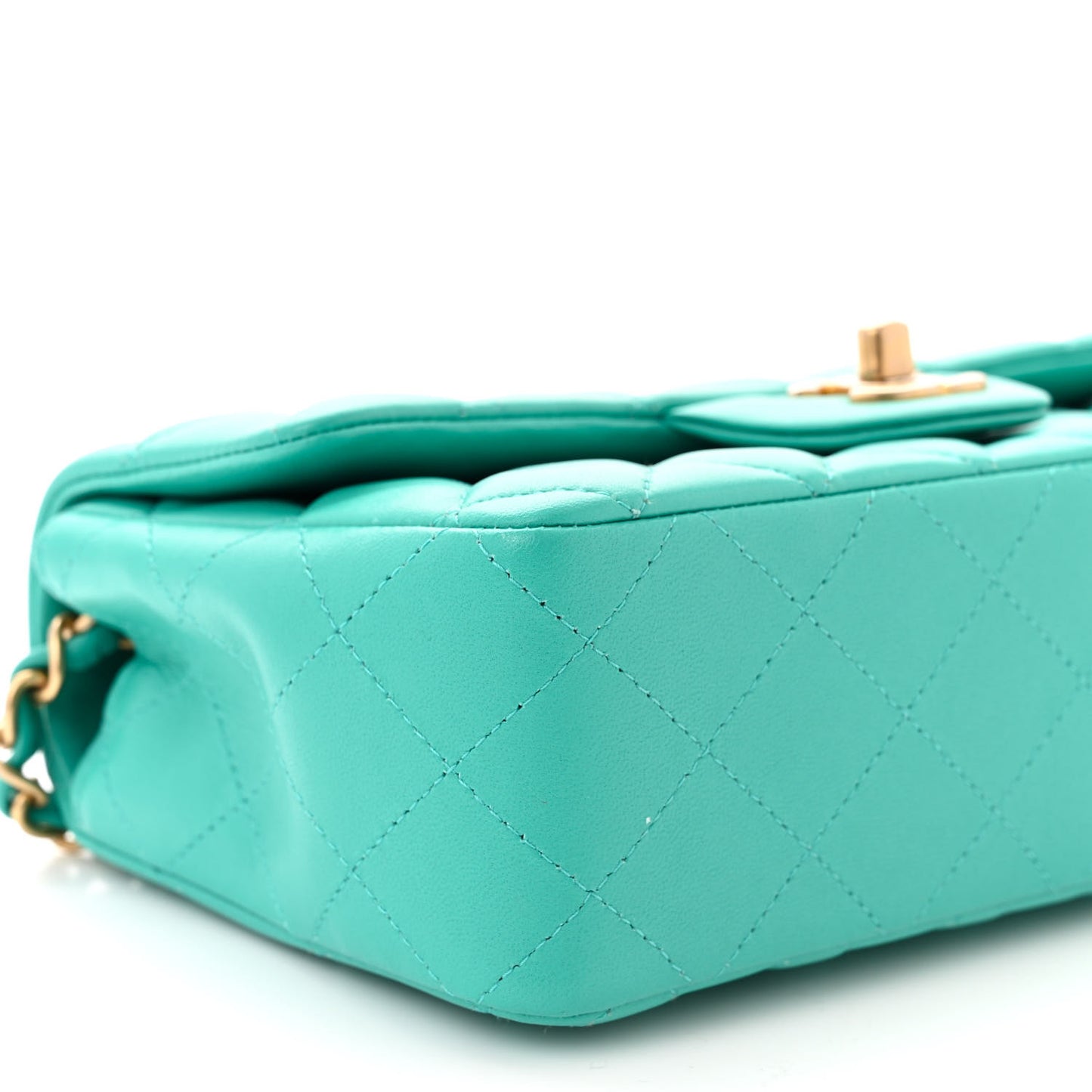 Lambskin Quilted Mini Rectangular Flap Green