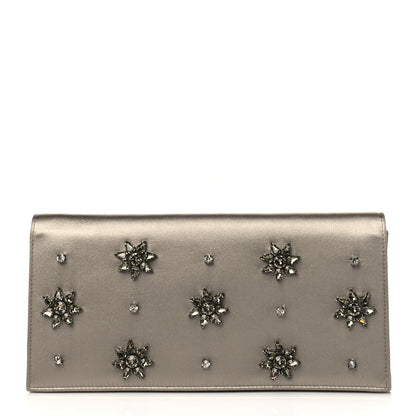 Gucci Satin Crystal Embellished Clutch Grey 1 of 12