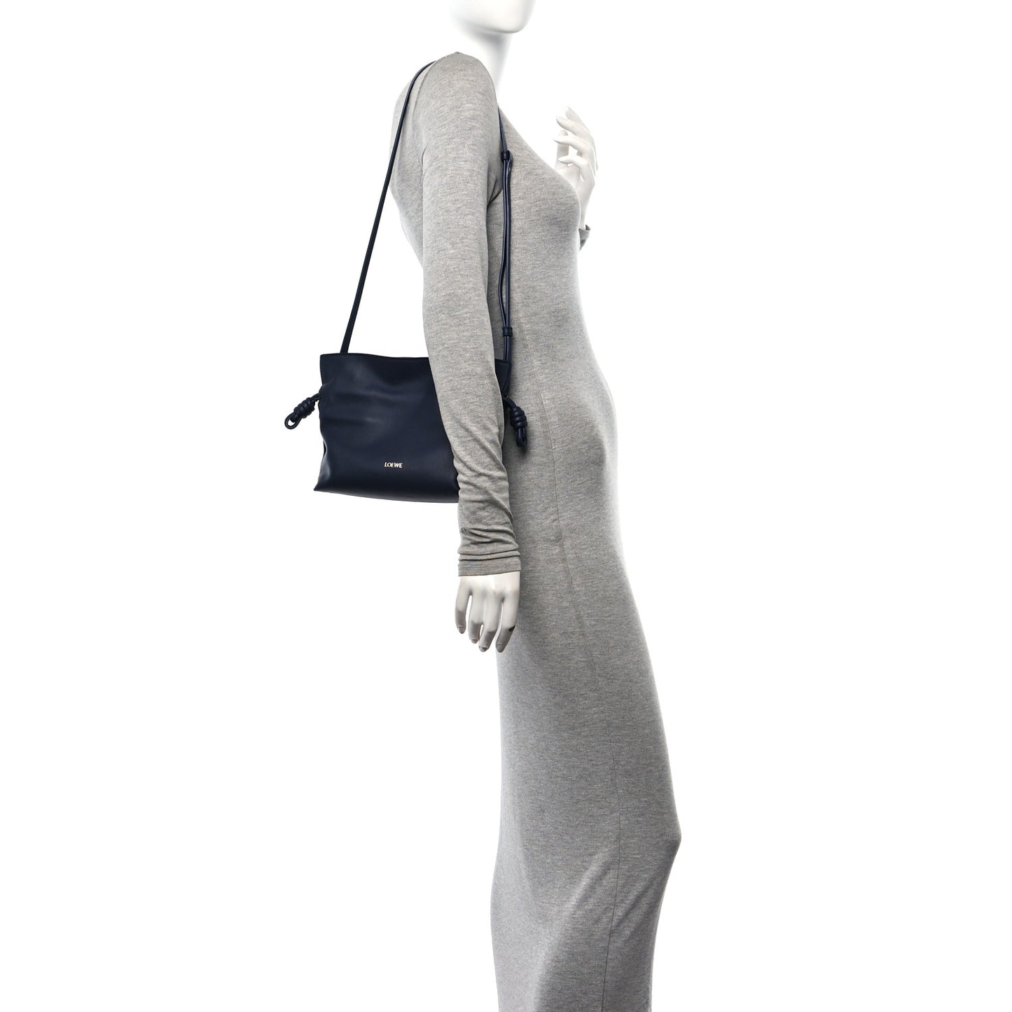 Calfskin Mini Flamenco Knot Clutch Abyss Blue