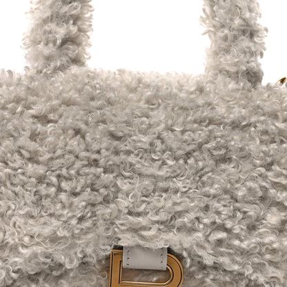 Balenciaga Faux Fur Fluffy Hourglass XS Top Handle Bag Natural 6 of 8