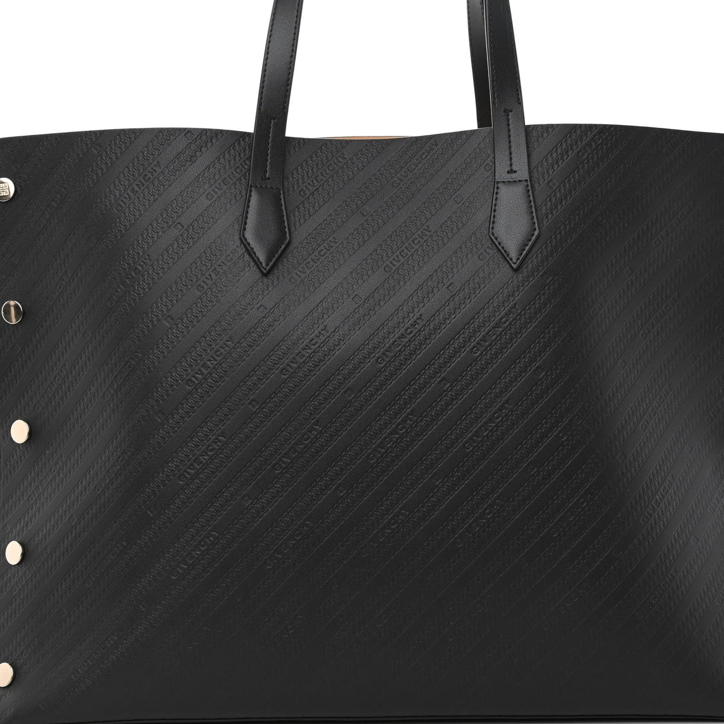 Calfskin Chain Embossed Large Bond Shopper Tote Black