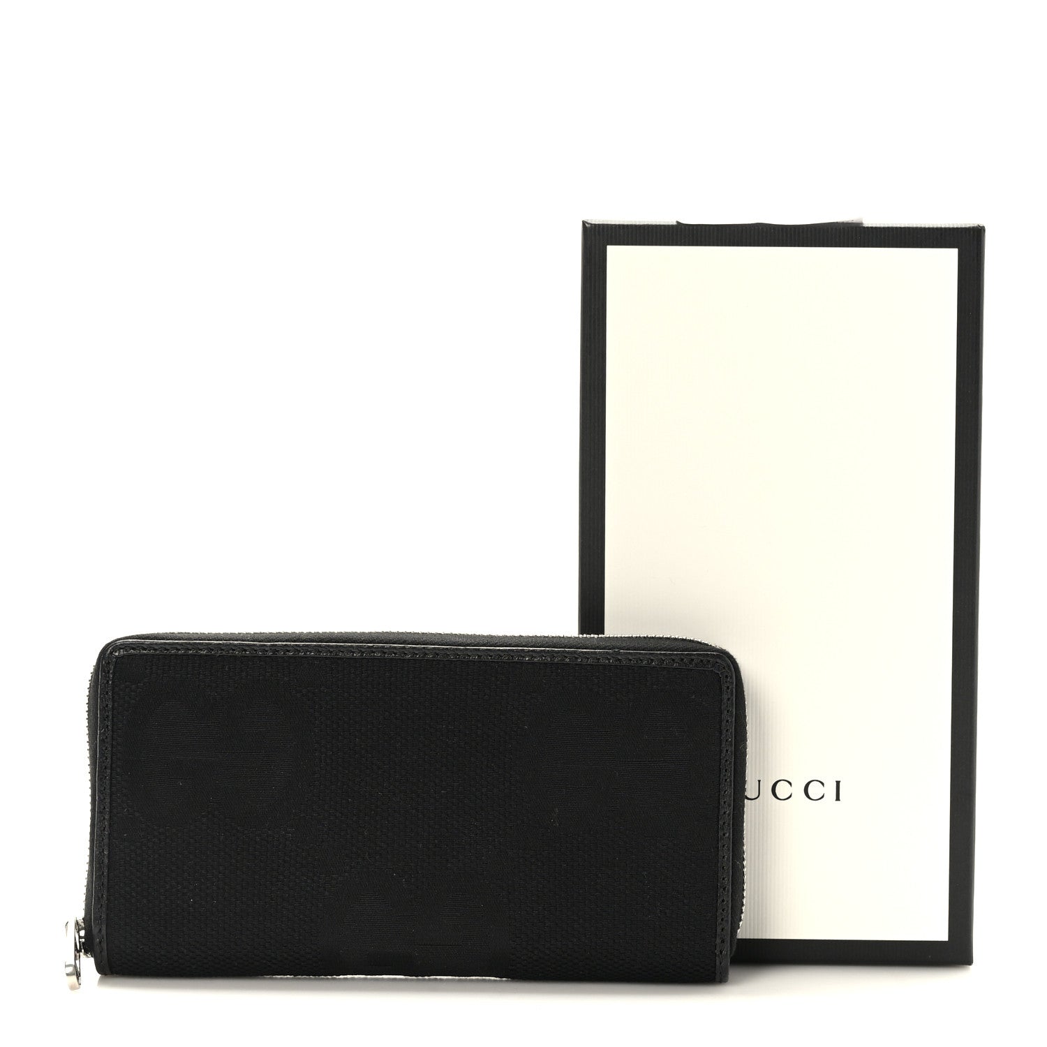 Gucci Canvas Monogram Jumbo GG Textured Dollar Calfskin Continental Wallet Black 7 of 7