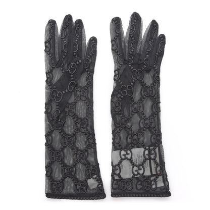 Gucci GG Monogram Tule Sheer Gloves S Gray 2 of 4