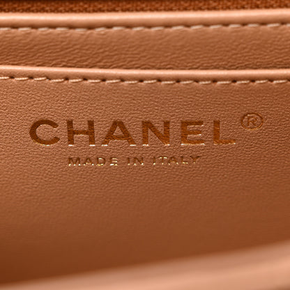 Chanel Lambskin Quilted Mini Top Handle Rectangular Flap Dark Beige 6 of 10