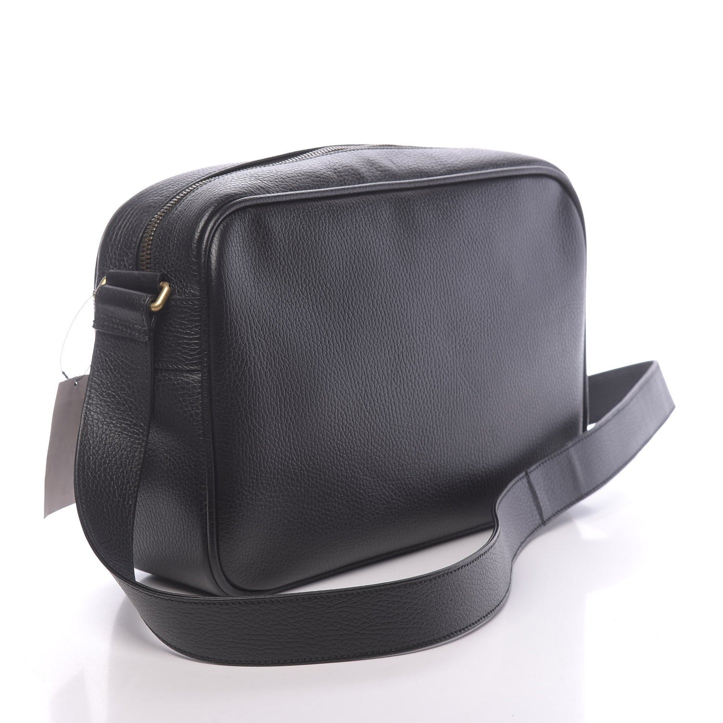 Pebbled Calfskin Logo Messenger Bag Black