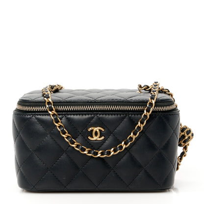 Chanel Lambskin Quilted Pearl Crush Small Vanity Case With Chain Black 1 of 10