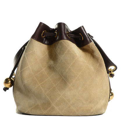 Chanel Calfskin Suede Drawstring Shoulder Bag Beige 1 of 7