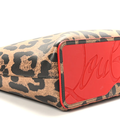 Christian Louboutin Calfskin Leopard Print Spikes East West Cabata Tote Brown 9 of 10