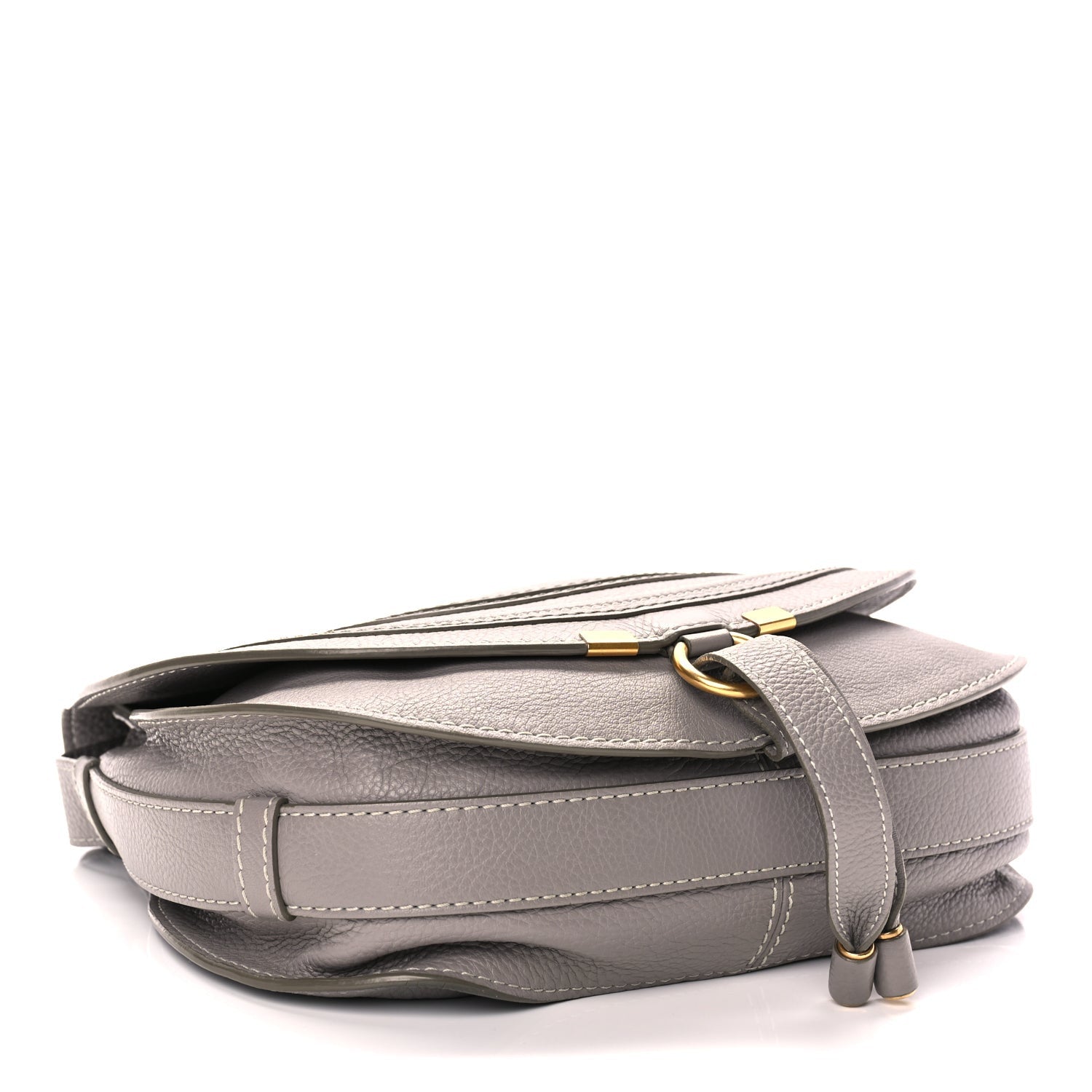 Chloe Grained Calfskin Medium Marcie Saddle Bag Cashmere Grey 3 of 8