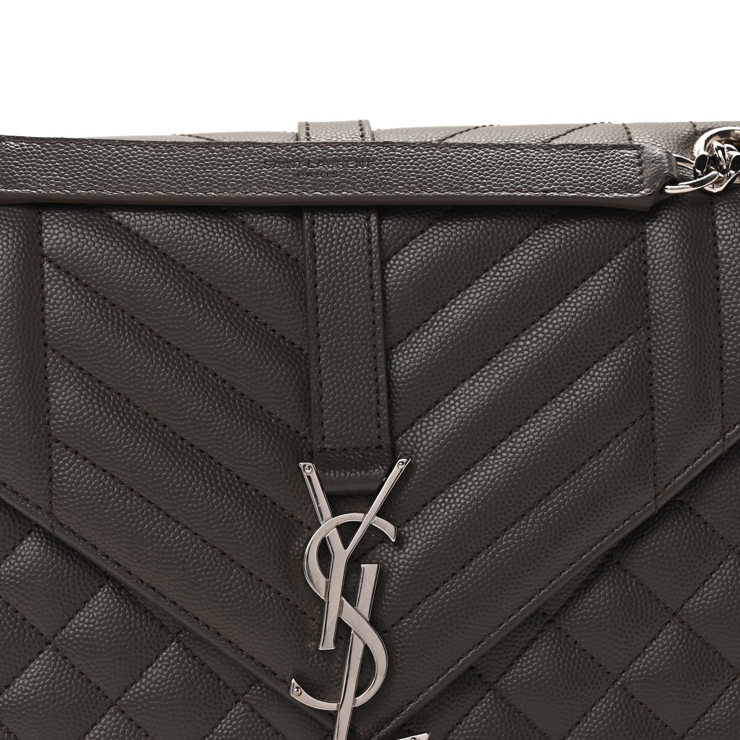 Saint Laurent Grain De Poudre Textured Mixed Matelasse Medium Triquilt Monogram Satchel  Earth 6 of 8