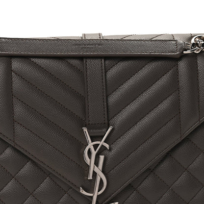 Saint Laurent Grain De Poudre Textured Mixed Matelasse Medium Triquilt Monogram Satchel  Earth 6 of 8