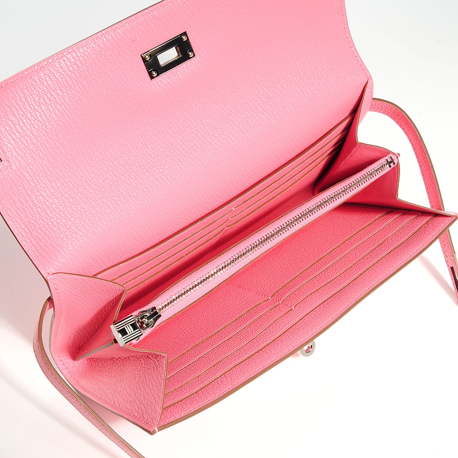 Hermes Chevre Mysore Kelly Longue Wallet Rose Confetti 6 of 17