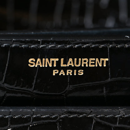 Saint Laurent Calfskin Crocodile Embossed Large Monogram Sunset Black 6 of 8