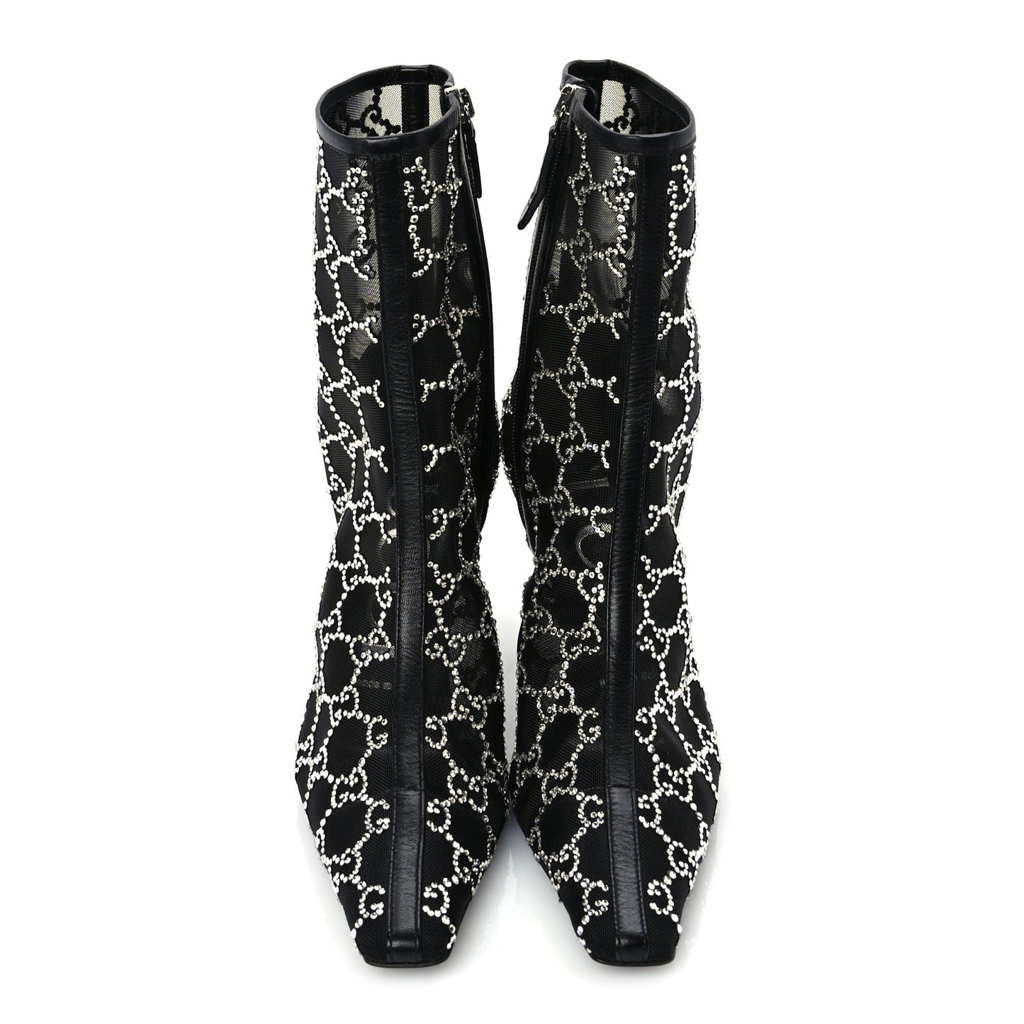 Tela Retino Kid Scamosciato Crystal GG Monogram Square Demi Boot 37 Black