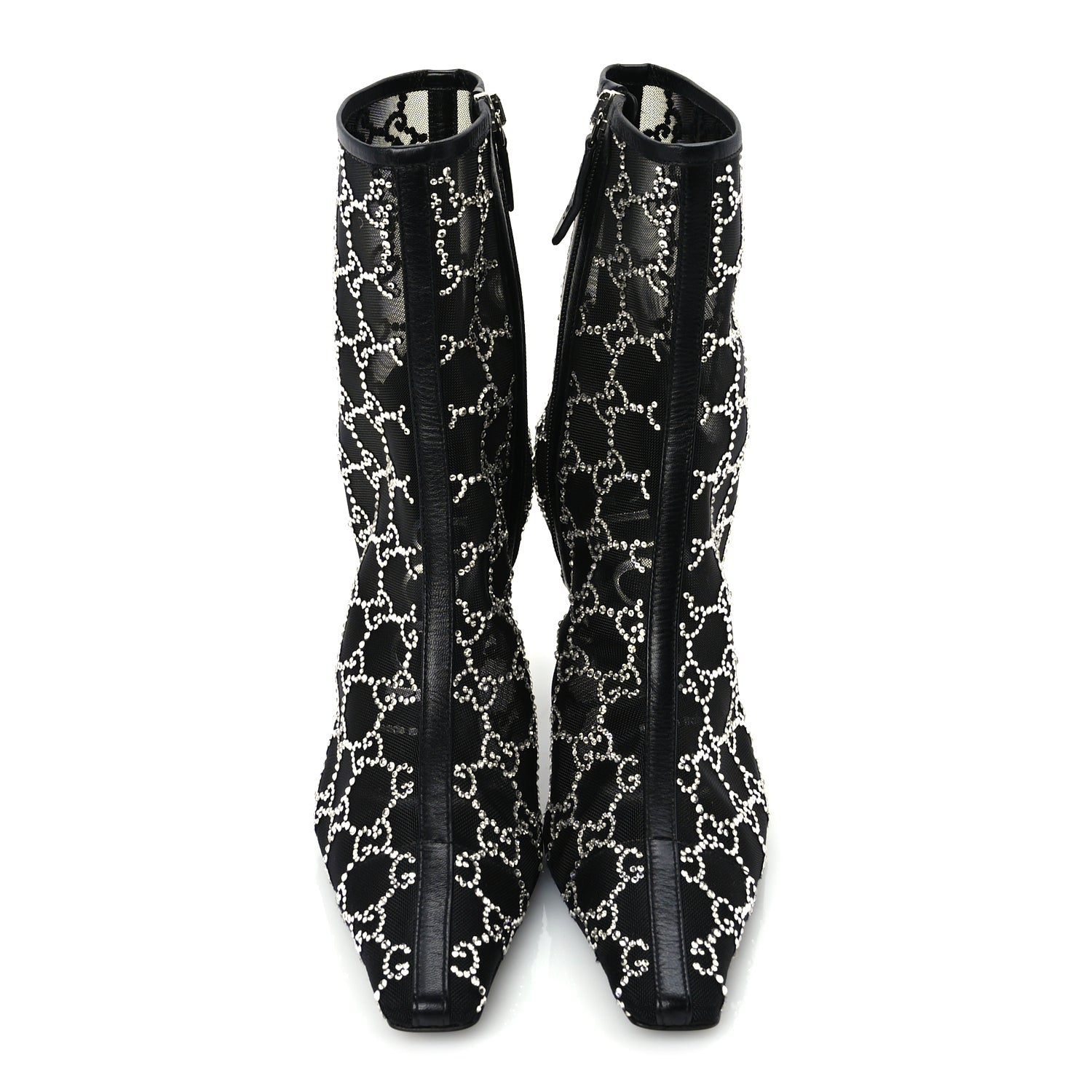Gucci Tela Retino Kid Scamosciato Crystal GG Monogram Square Demi Boot 37 Black 4 of 8