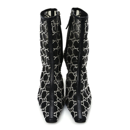 Gucci Tela Retino Kid Scamosciato Crystal GG Monogram Square Demi Boot 37 Black 4 of 8