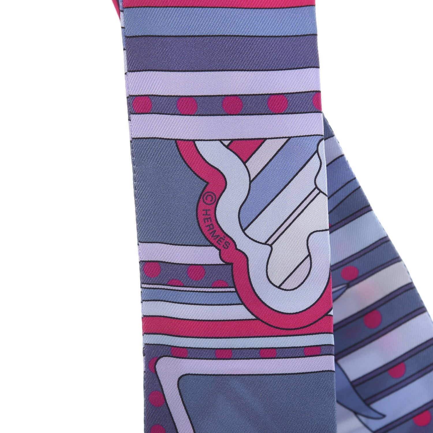 Hermes Silk Faubourg Rainbow Twilly Blue Jean Rose Vif 4 of 4