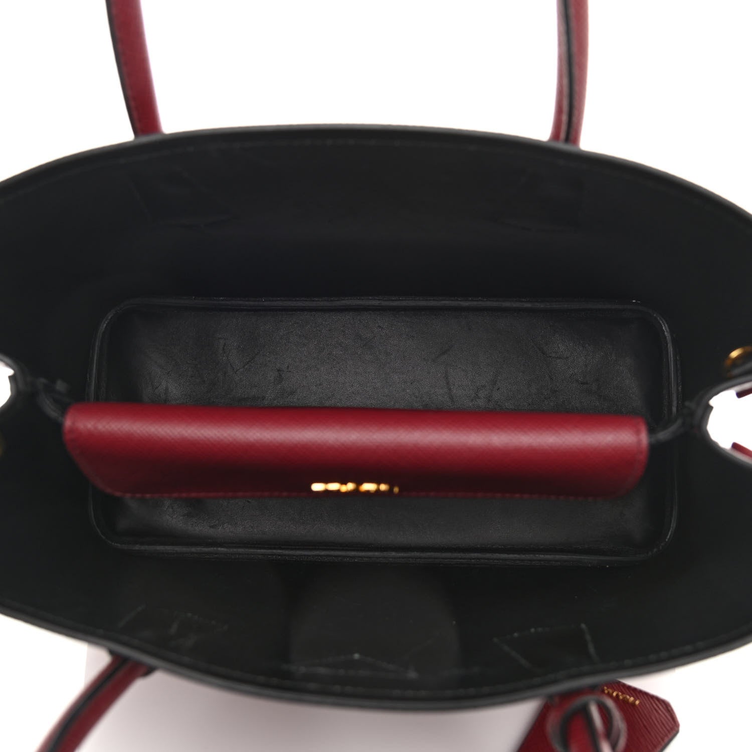 Prada Saffiano Cuir Medium Double Bag Cerise Black 8 of 11