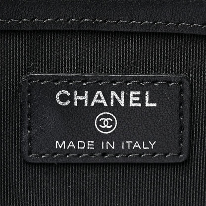 Chanel Calfskin Crocodile Embossed Quilted Medium Gabrielle Cosmetic Case Black 6 of 10