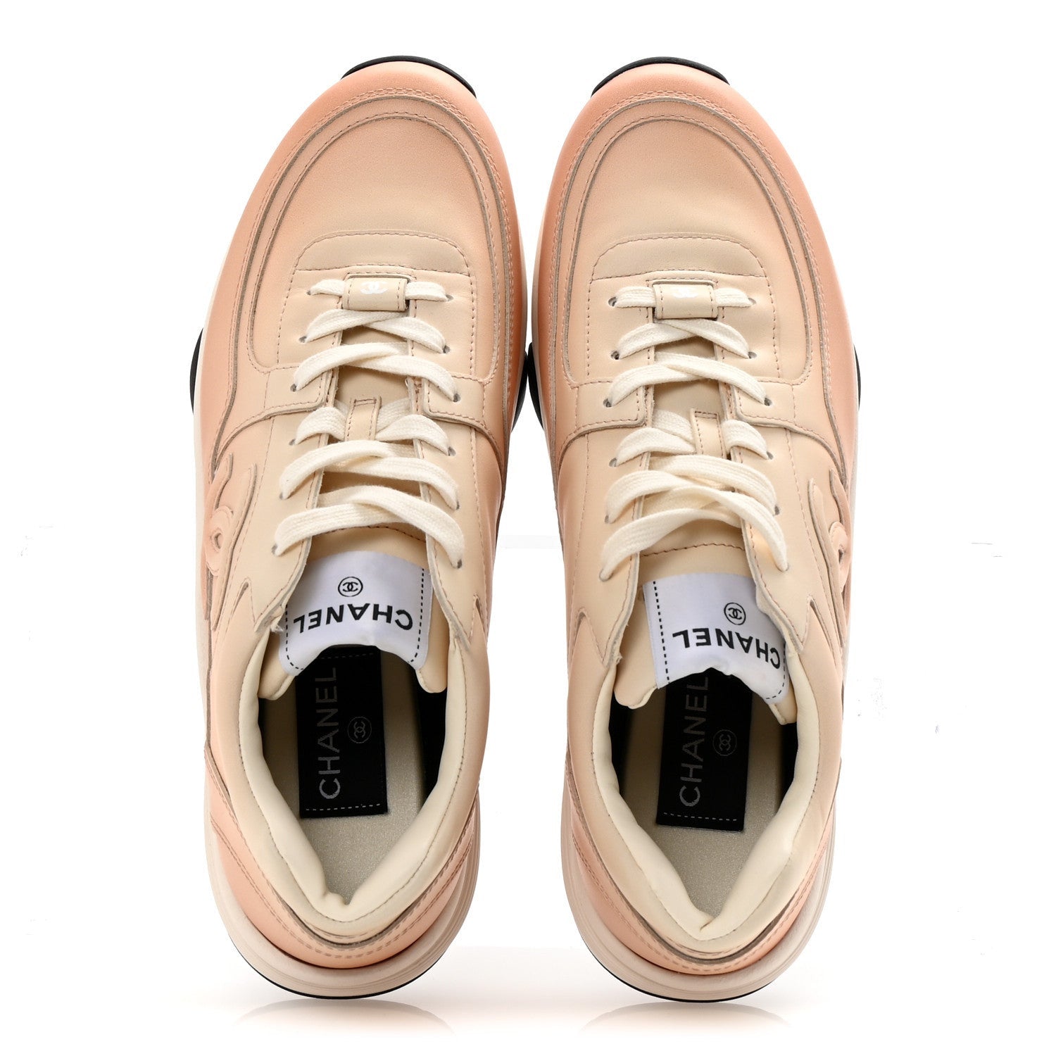 Chanel Laminated Calfskin Stretch CC Womens Sneakers 40 Light Orange 2 of 7