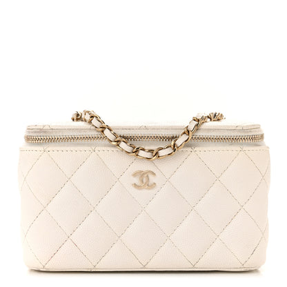 Chanel Caviar Quilted Small Vanity Case With Chain White 1 of 14