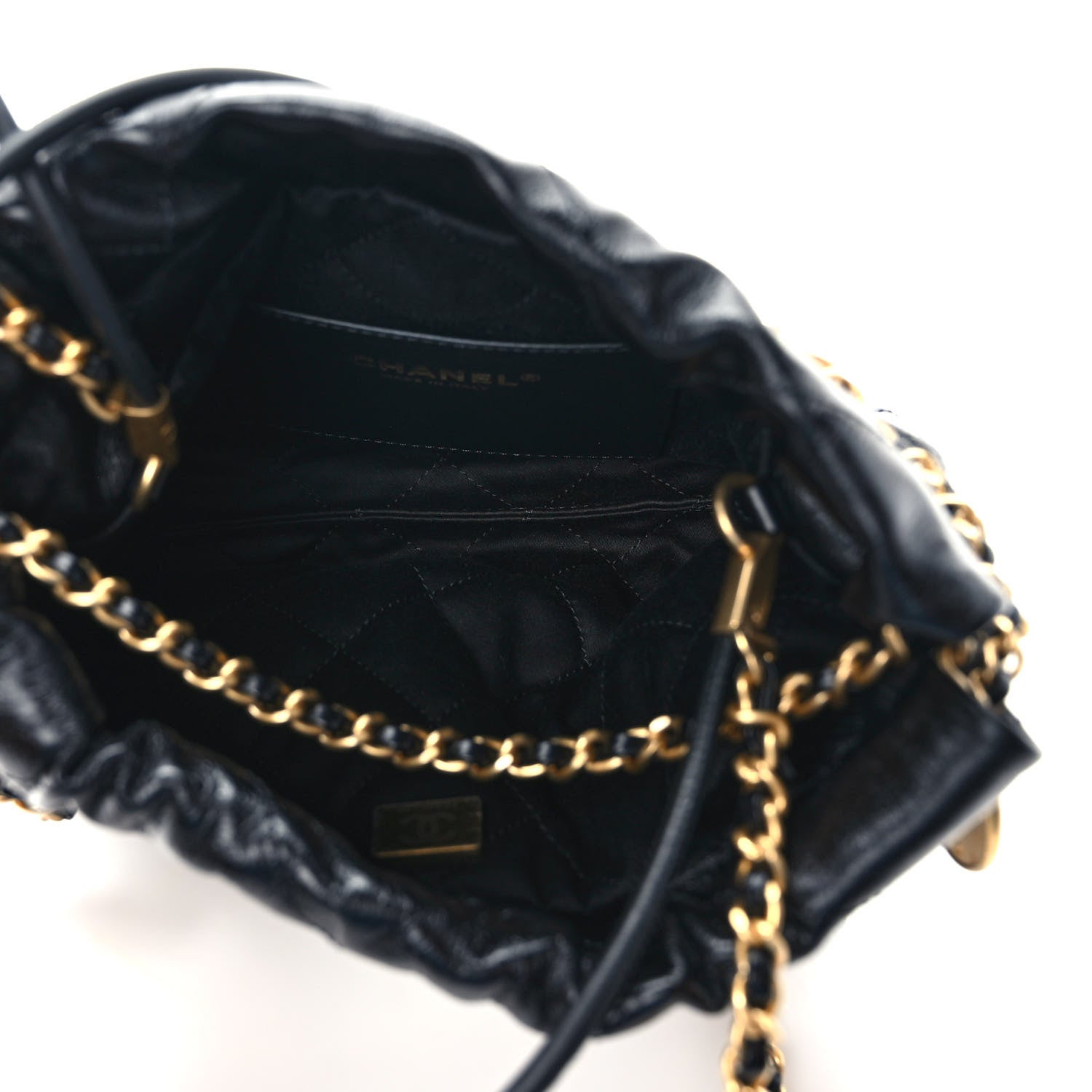Chanel Shiny Crumpled Calfskin Quilted Pearl Mini Chanel 22 Black 5 of 9