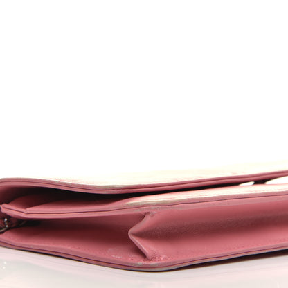 Chanel Lambskin Camellia Embossed Wallet On Chain WOC Pink 7 of 9