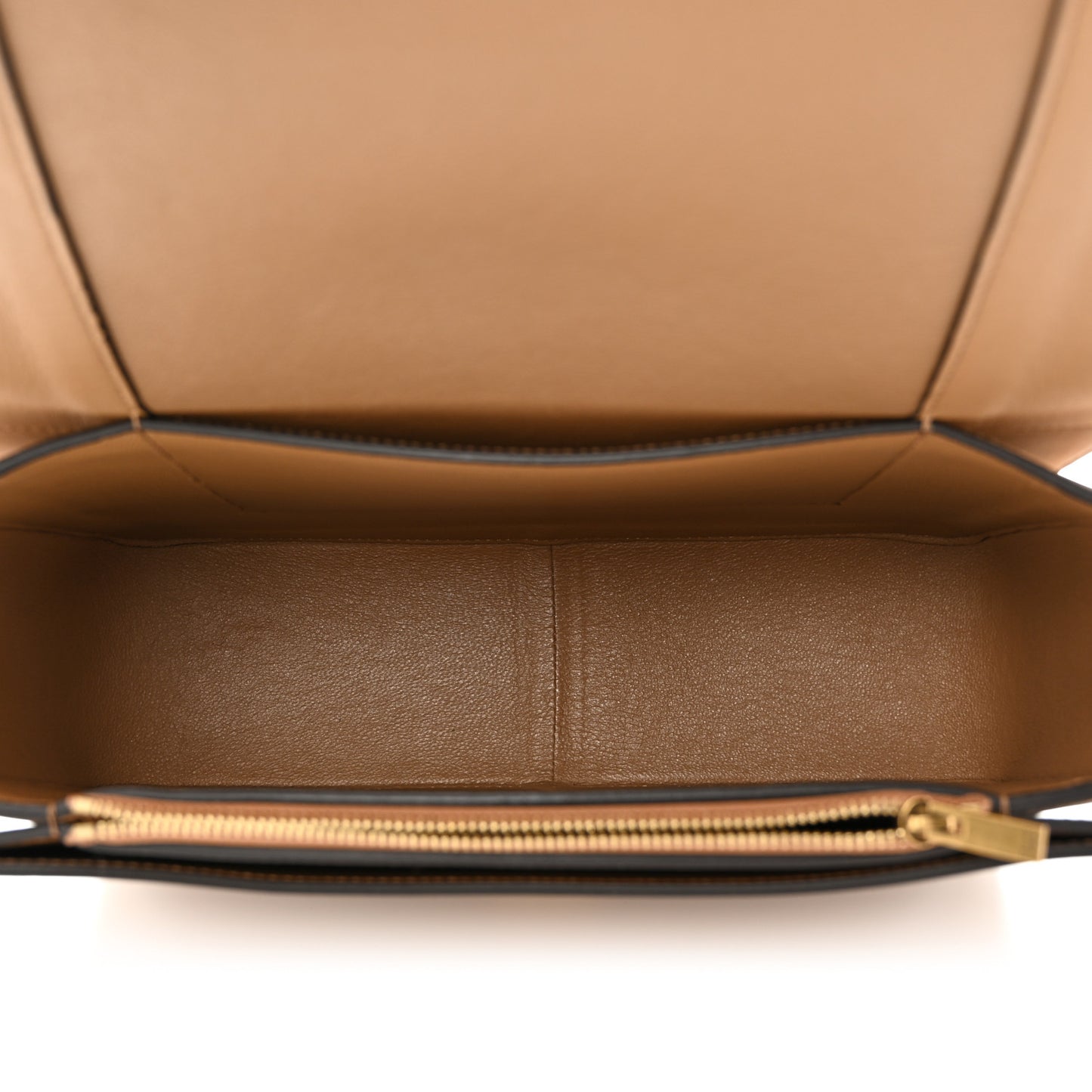 Shiny Smooth Calfskin Medium Frame Shoulder Bag Tan Optic White