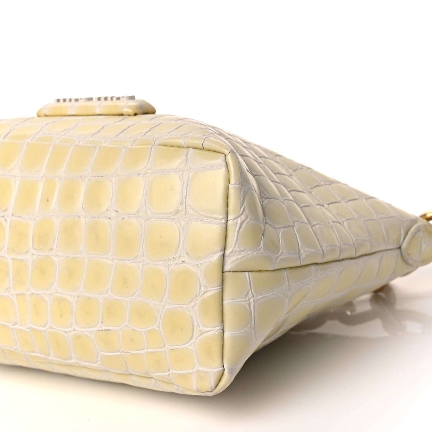Calfskin Crocodile Embossed St Cocco Spirit Bag White