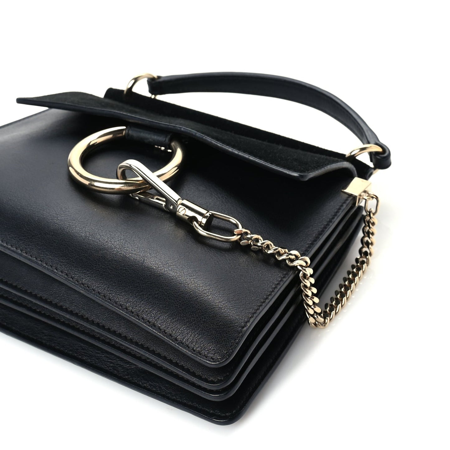 Suede Calfskin Small Faye Shoulder Bag Black