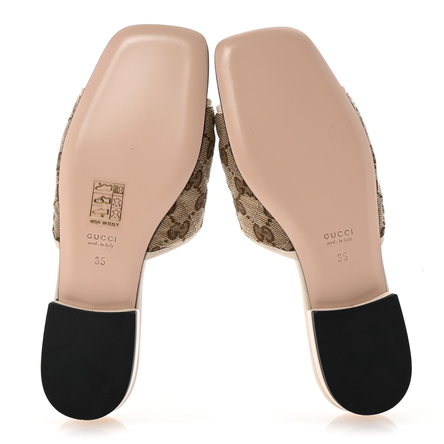 Gucci Monogram Matelasse Diagonal GG Marmont Flat Slide Sandals 35 Beige Ebony Mystic White 6 of 7