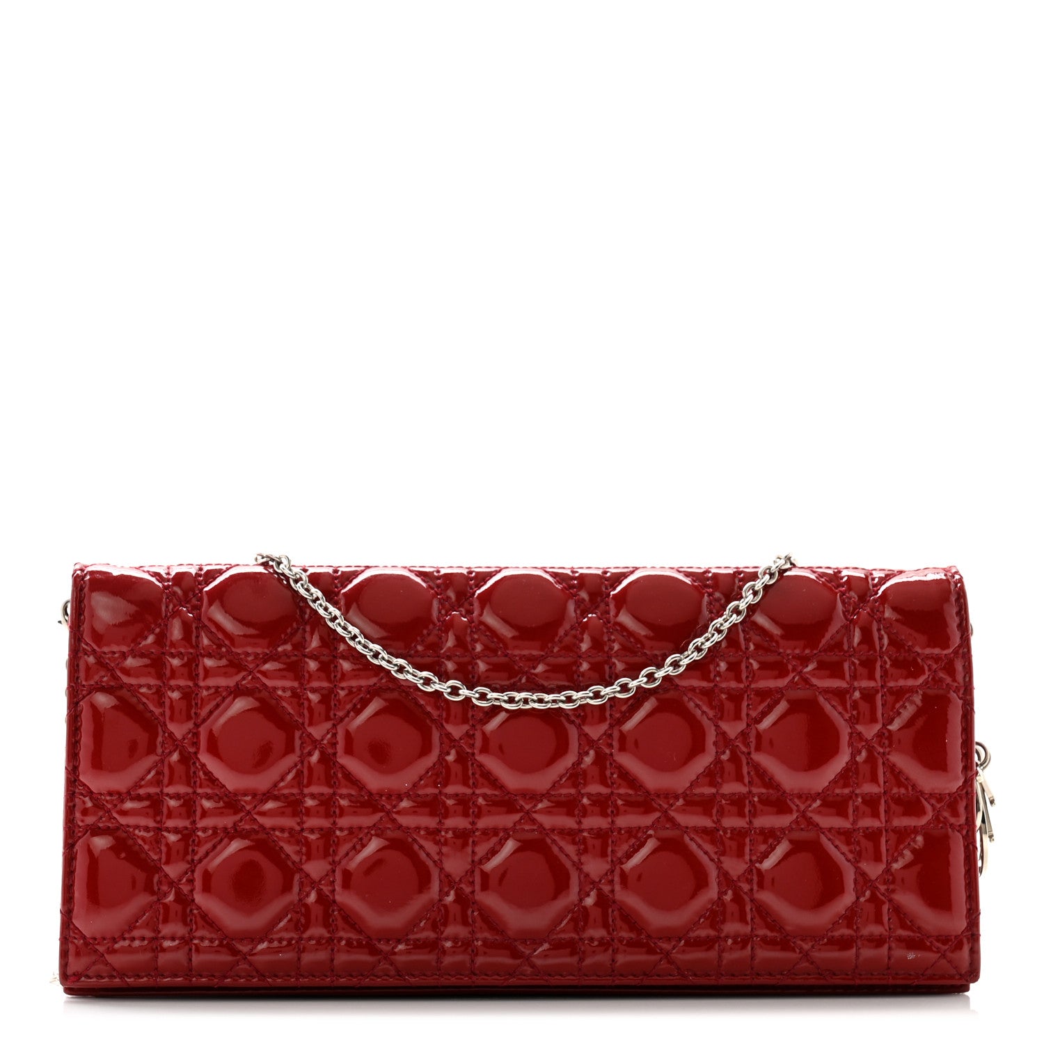 Christian Dior Patent Cannage Lady Dior Convertible Clutch Red 1 of 12