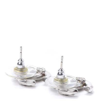 Chanel Baguette Crystal CC Earrings Silver 3 of 5