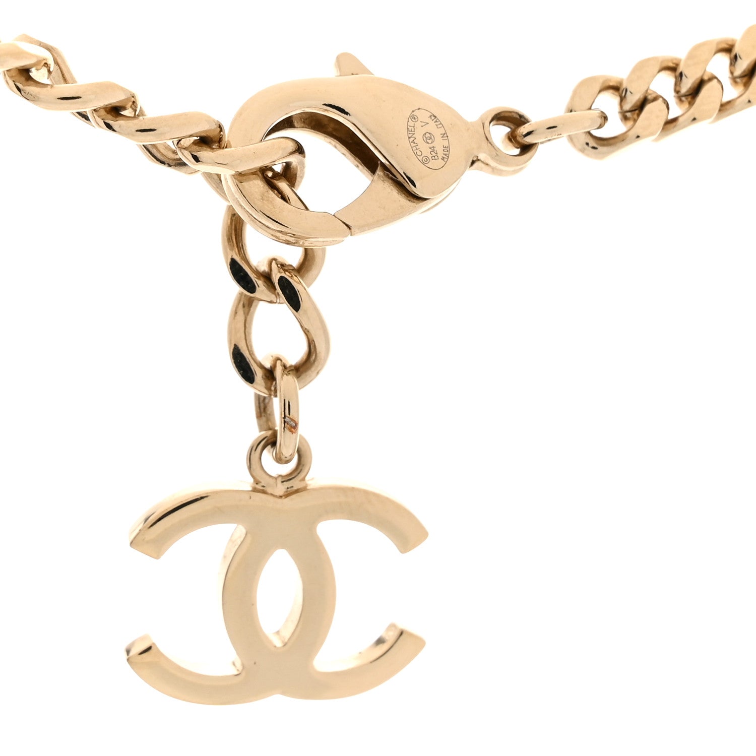 Chanel Crystal Chain CC Link Choker Gold Silver 4 of 5