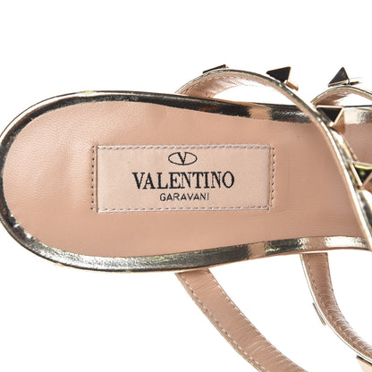 Valentino Garavani Metallic Pebbled Calfskin Rockstud 90mm Cage Mules 37 Platino 6 of 9