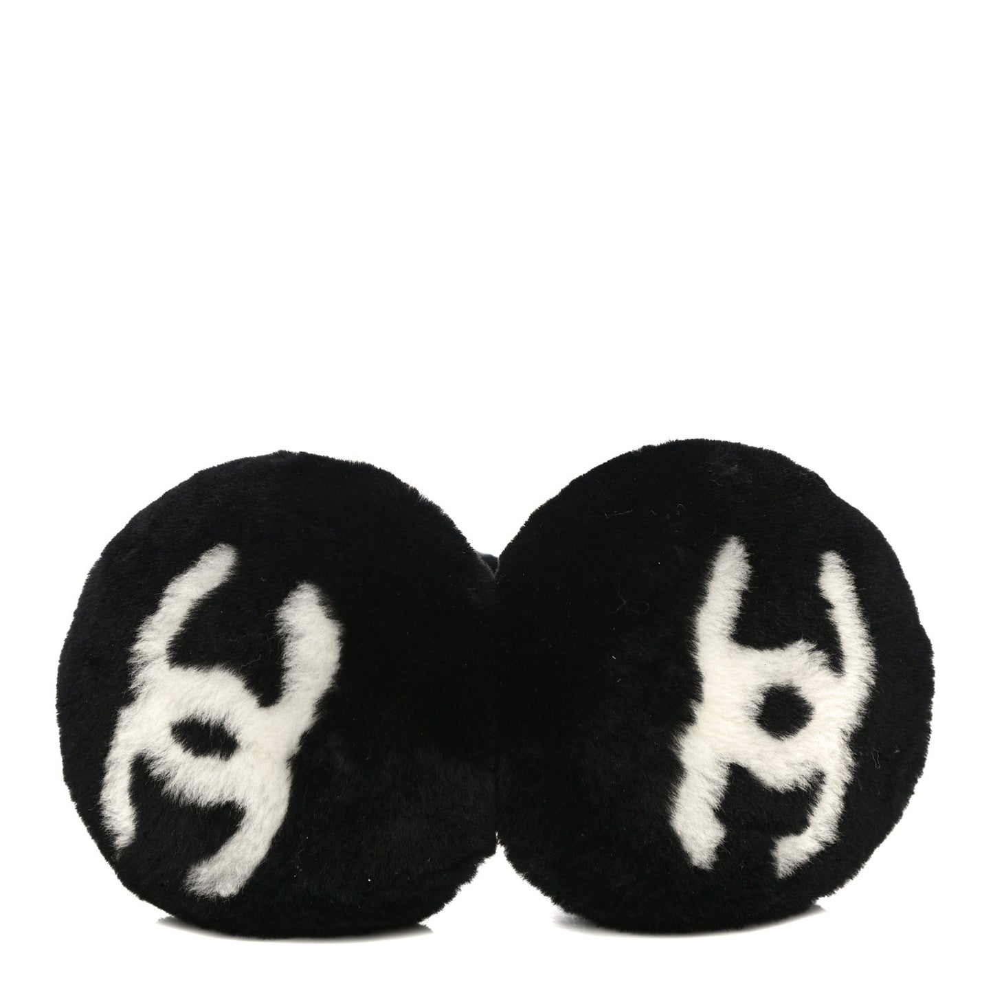 Shearling CC Ear Muffs Black White