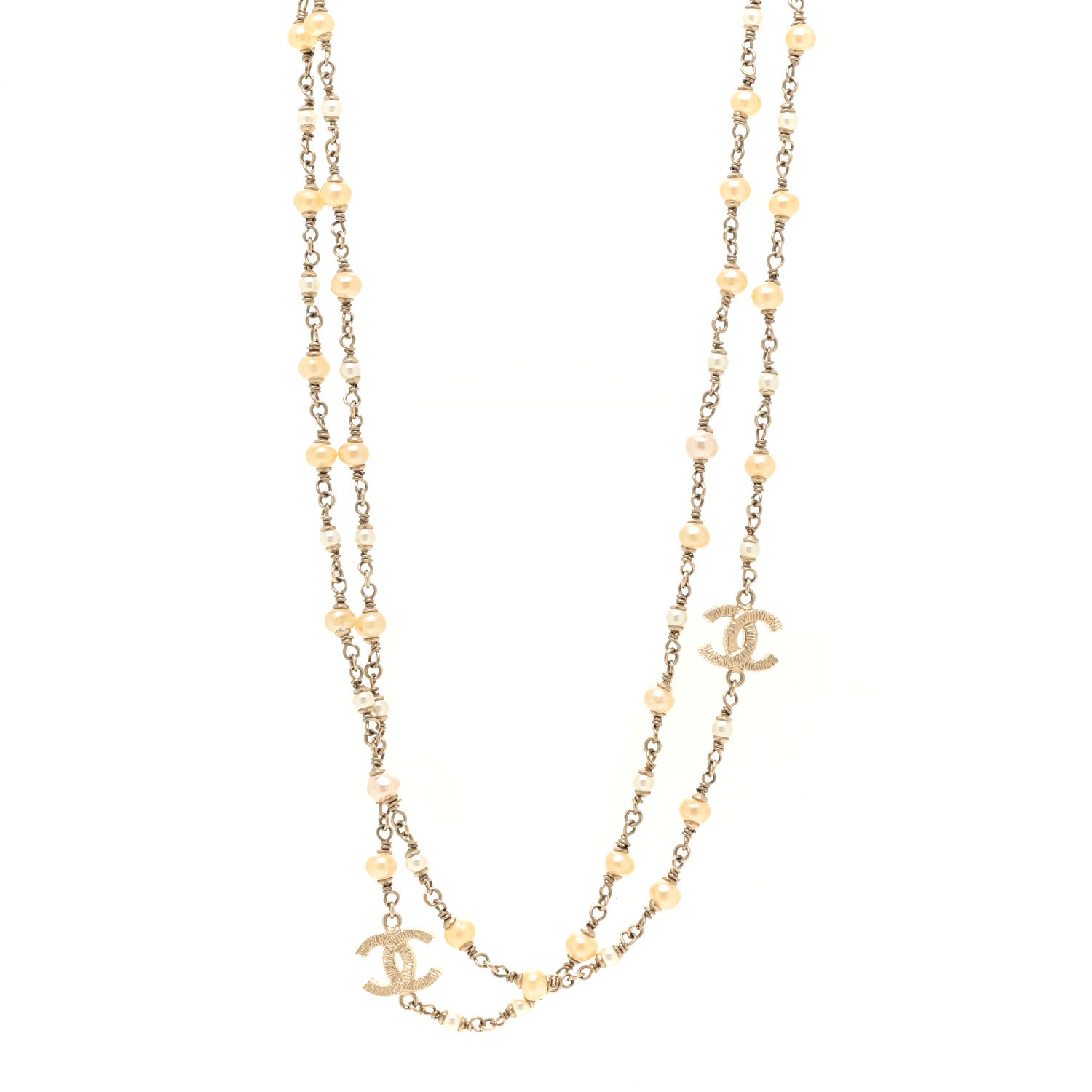 Chanel Pearl CC Multi Strand Long Necklace Gold 1 of 4