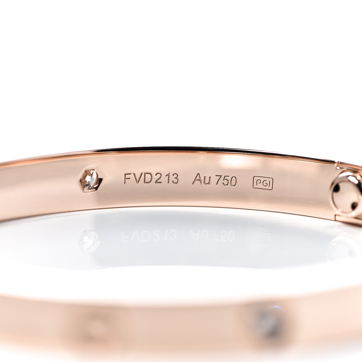 18K Pink Gold 4 Diamond LOVE Bracelet 17