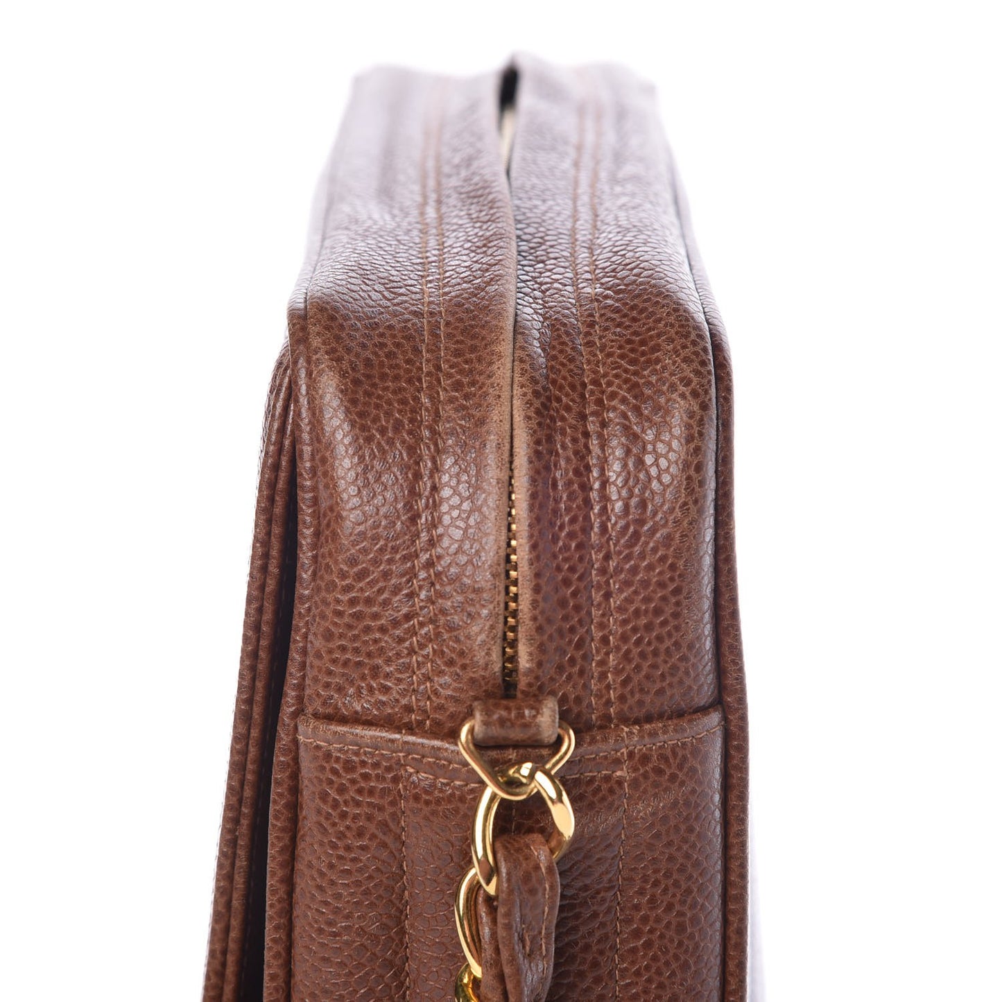 Caviar Vertical Quilt Bag Brown